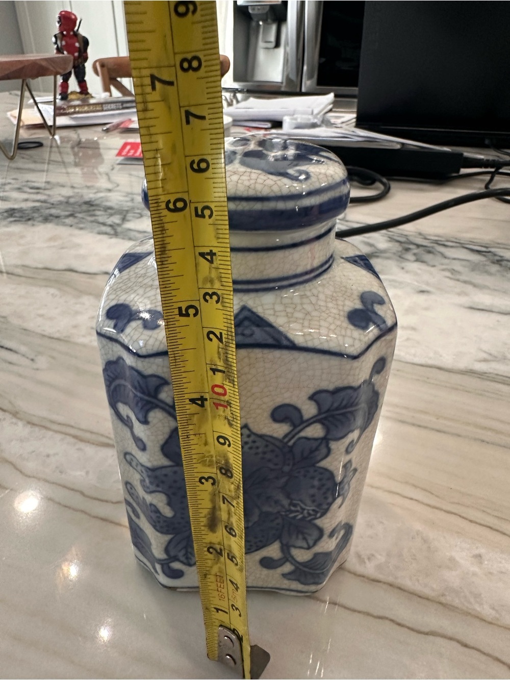Vintage Japanese White Blue Floral Crackled Glaze Ginger Tea Jar &Lid/Asian Vase - Picture 9 of 12